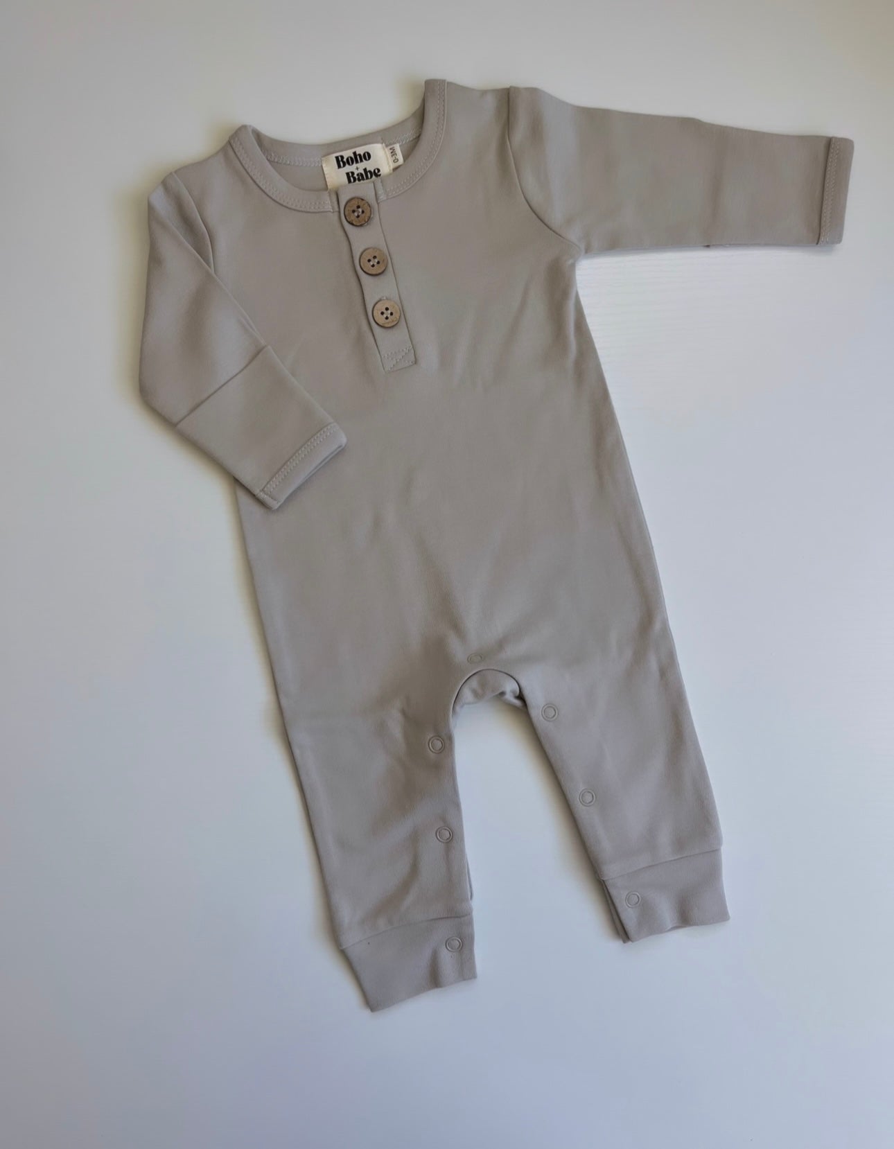 Button Baby Romper - Sand