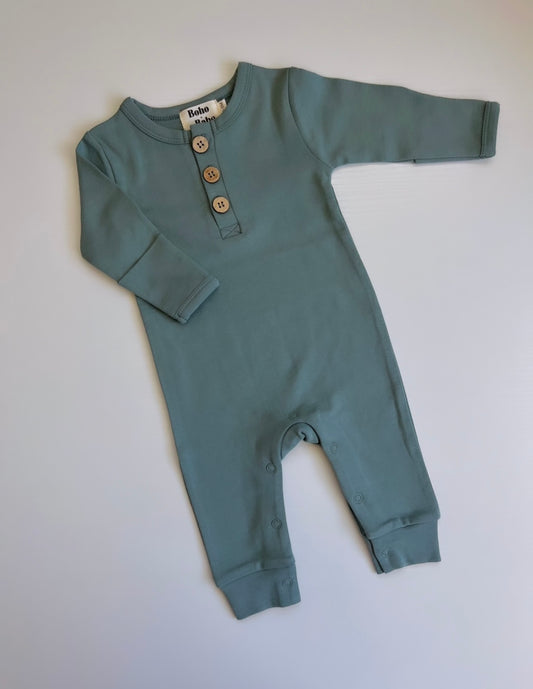 Button Baby Romper - Teal