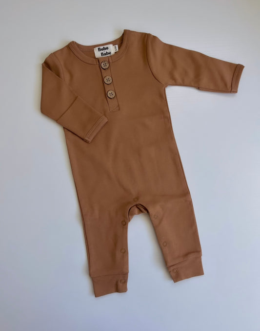 Button Baby Romper - Rust