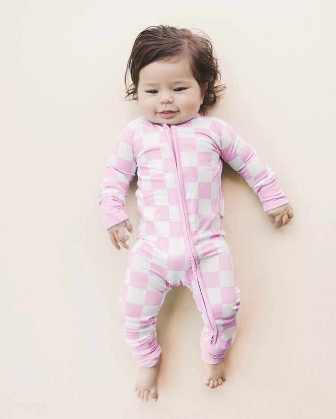 Bamboo Checker Sleeper - Pink